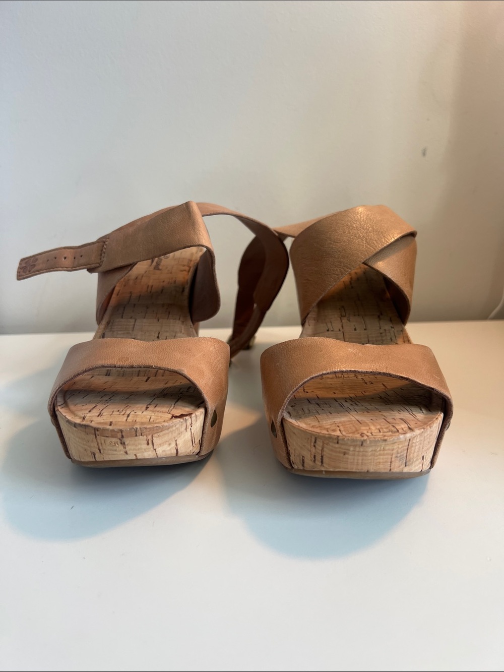 Lucky Brand Moran Platform Sandal Cork Wedge Brown Leather - Picture 4 of 10
